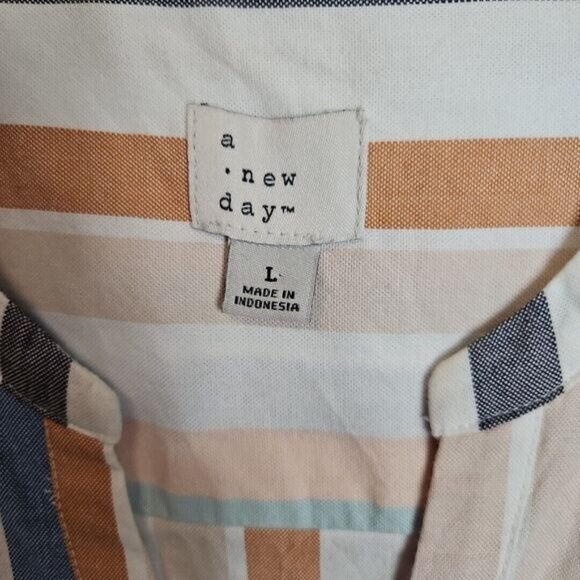 A New Day Cotton Striped Shirt Dress Size S Womens  Sleeveless Pockets - Picture 2 of 9